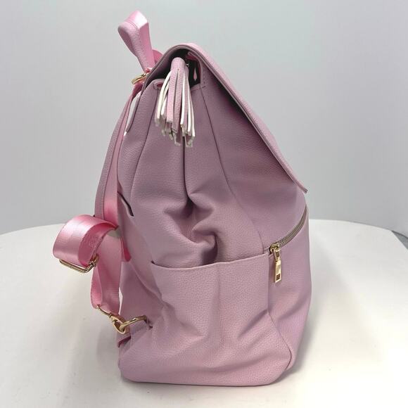 Tigerlily Creations Womens Pink Large Faux Leather Backpack Diaper Bag NEW - Picture 4 of 16